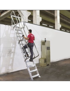 Escalera de aluminio fija para entreplantas y altillos | Inclinación 60º 4 Peldaños SG60-04 2